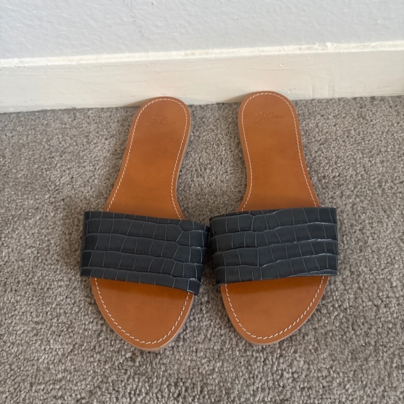 J Crew Capri slide sandals croc-embossed leather women’s size 11 simple shoes - Picture 1 of 1